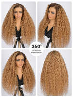 Perruque Lace Front 13x4 sans colle, Cheveux Humains Blond Ombré Ondulé, Raie Latérale, Style Bohème, Pré-coupée et Pré-épilée, Prête à Porter