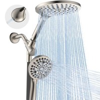 Ensemble de douche mural à double sortie, finition chromée moderne, système de douche de salle de bain avec pommeau de douche pluie et pistolet de pulvérisation