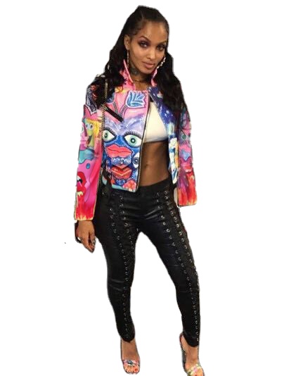 Лидер продаж, Женская куртка с подкладкой, осень и зима, трендовая одежда с трехмерным рисунком, уличная куртка с граффити для женщин