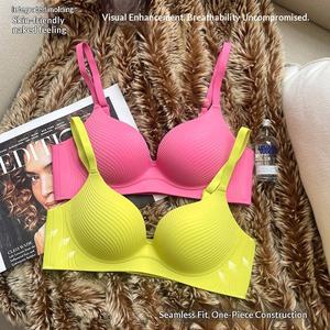 Ropa interior fina sin costuras Mermaid Shell para mujer, senos grandes que parecen más pequeños, push-up, cómoda, de color sólido, sin aros de acero - Product Image 2