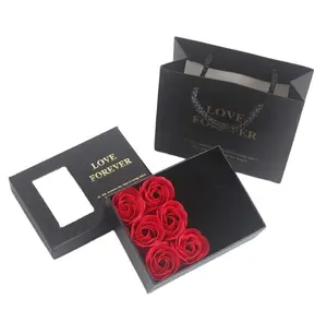 Coffret cadeau créatif en forme de fleur de savon rose pour amoureux de la Saint-Valentin Boîtes à fleurs en forme de cœur de rose Cadeau de Saint-Valentin pour femme