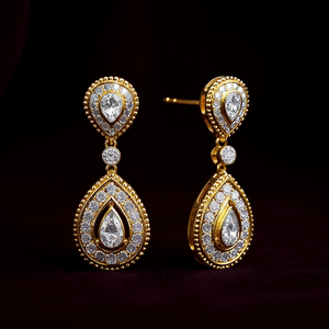 Orecchini Diamantati in Oro 18K Massiccio con Diamanti Naturali Taglio a Pera, Gioielli Classici da Sposa per Donna - Product Image 2