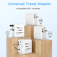 Worldplug Cargador de pared rápido Adaptador de corriente de viaje universal 4 puertos USB Adaptadores de enchufe convertidor mundial para computadora portátil Android Cell