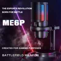 Komputer Tiongkok harga rendah mikrofon USB perekam RGB Desktop Esports siaran langsung Noise Cancelling ABS Cardioid berkabel