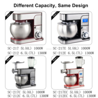 Mixer Makanan Elektrik Profesional Chef Master, Stainless Steel, 6 Kecepatan, Desain Tilt-Head, dengan Pengaduk Adonan, Mixer Stand Dapur untuk Toko Roti