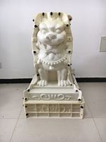 Statue de lion de jardin en ABS de grande taille, sculpture en béton de 100 cm/39,37 pouces, décoration en béton, marque Reazone, modèle RZS