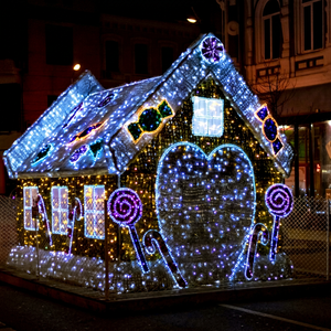 House Outdoor Silhouette Light - Connectable <b>LED</b> Festive Motif with Curtain & <b>Net</b> Lights - Product Image 1