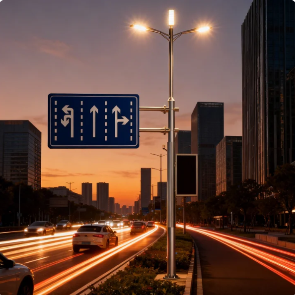 OEM Customized Smart Street Light Pole with CCTV Cameras Traffic Signs & Display for Government Projects