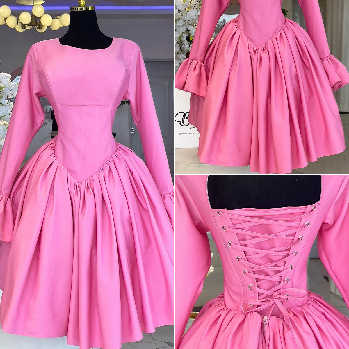 Trendy Autumn Dresses Women Casual Elegant Round Neck Long Sleeve Back  Strap A-line Cute Birthday Party Dress for Ladies| Alibaba.com