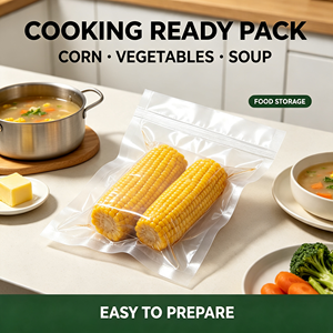 Sachet sous vide de qualité alimentaire, scellé sur 3 côtés, transparent, imprimé en héliogravure, emballage jetable pour maïs et aliments - Product Image 5