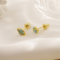 Mode bijoux fins mignon plaqué or bleu zircon boucle d'oreille délicate planète boucles d'oreilles