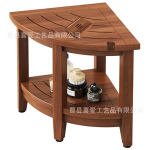 Loves Handicrafts Wooden Corner <b>Bathroom</b> <b>Stool</b> With Drainage Strips And Shelves <b>For</b> Shaving And Foot Rest - Product Image 4