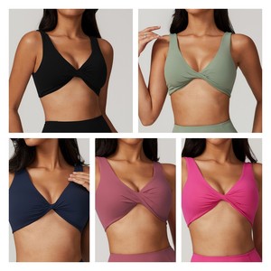 جودة عالية تصميم جديد المطبوعة امرأة سوداء اقتصاص رفع الجبهة تويست فتح الظهر الصيف عالية التأثير حمالة الصدر الرياضية - Product Image 3