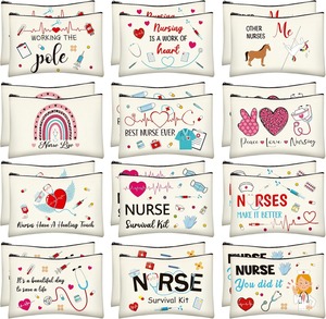 Wholesale <b>Nurse</b> Makeup Pouch Canvas Zipper Medical Nursing Student Travel Toiletry <b>Bag</b> <b>Nurse</b> Pattern Cosmetic <b>Bag</b> - Product Image 3