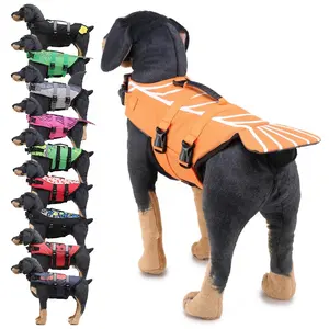 小型から大型の犬のためのマルチカラーポータブル調節可能なペット水泳犬ライフベストジャケット