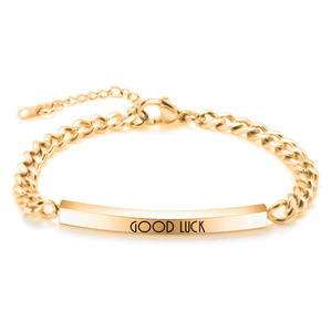 Pulsera de Cadena de Acero Inoxidable con Grabado Láser de 7 mm, Amuleto de Buena Suerte para Mujer, Regalo de Joyería - Product Image 4