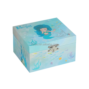 Caja de Música Personalizada Yiyu, Caja de Música Cuadrada con Diseño de Bailarina de Dibujos Animados, Sirena Rosa, Princesa, Joyero Giratorio de Papel con Manivela, Estilo Años 30 - Product Image 6