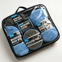 Kit d'outils de lavage de voiture 9 pièces anti-rayures, ensemble de gants de lavage en microfibre de qualité supérieure, éponges et chiffons pour l'entretien automobile professionnel