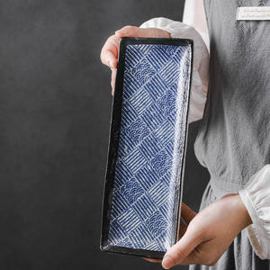 Placa Rectangular de cerámica japonesa moderna, diseño de espejo cruzado para Amazon <span class=keywords><strong>Sushi</strong></span>, postre, pescado, restaurante, vajilla creativa - Product Image 3