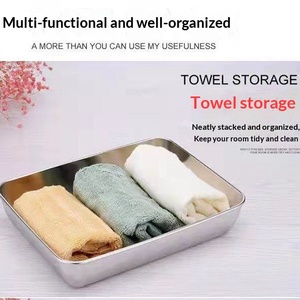Plateau de conservation rectangulaire <span class=keywords><strong>en</strong></span> acier inoxydable de qualité <span class=keywords><strong>alimentaire</strong></span> 410/201, boîte de rangement pour réfrigérateur, compatible four, pour camping et pique-nique - Product Image 4