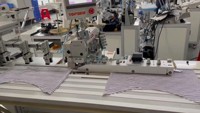 Machine à coudre industrielle automatique pour ourlet plat de polo, pour ourlet de t-shirt, tissu rayé, couture supérieure