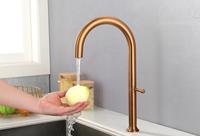 Robinet de cuisine moderne monocommande chaud/froid en acier inoxydable 304 brossé or rose, à poser sur comptoir, avec cartouche céramique 3