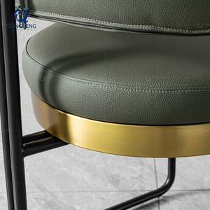 Fauteuils en métal personnalisés pour café, restaurant, salle à manger, avec assise en cuir ou en tissu et coussin - Product Image 4