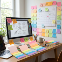 Blocs-notes adhésifs multicolores arc-en-ciel, méga lot économique, notes en papier repositionnables pour l'organisation au bureau et scolaire