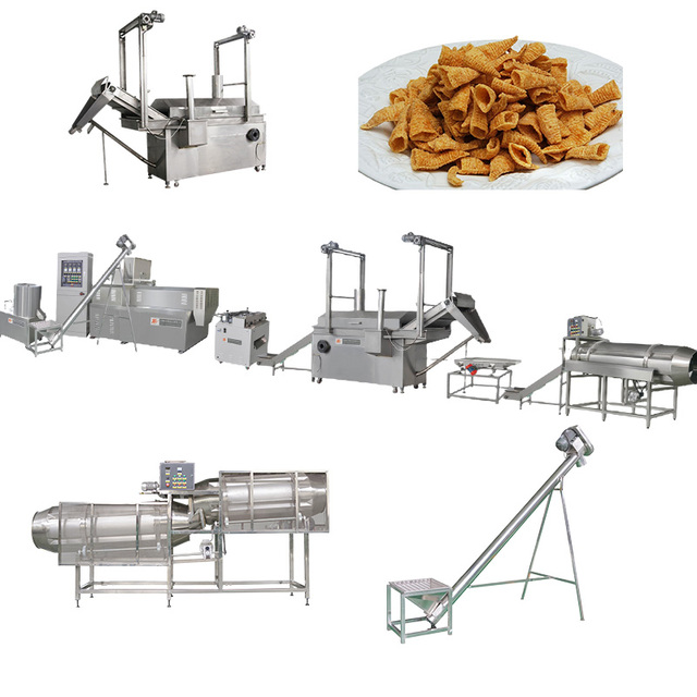 Automatic Fried Crispy Bugles Snacks Food Making Machines for Chips Corn Wheat Flour Sala Food Extruder