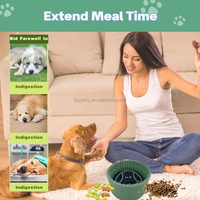 Gamelle anti-glouton pour chien en forme de baril, en silicone, 2-en-1, avec tapis de léchage pour friandises