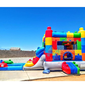 Color cuadrado al aire libre castillo inflable Combo Casa de rebote con tobogán centro de juegos para niños Casa de salto - Product Image 1