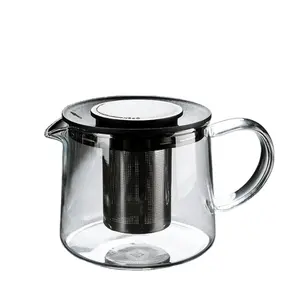 Teiera in vetro borosilicato trasparente teiera in vetro infusore per tè teiera fatta a mano con filtro in acciaio inossidabile