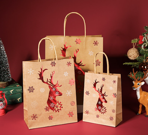 Exquisite Eco-friendly <b>Christmas</b>-themed Craft Paper <b>Gift</b> <b>Bag</b> Cotton Rope Handle Customizable Sizes for Festival <b>Gift</b> Wrapping - Product Image 3