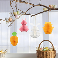 Pendentifs en papier nid d'abeille - Formes de lapin de Pâques et de carotte Umiss pour la décoration de fête en classe