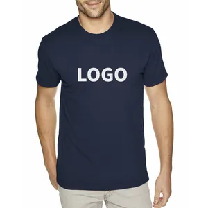 ネイビーブルーカラーメンズカスタムTシャツパーソナライズされたロゴ画像プリントコットン大きくて背の高いグループTシャツ