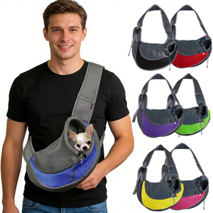 Tas Selempang Hewan Peliharaan, Carrier Kucing Anjing, Tas Travel Portable Berbahan Mesh Bernapas, Tas Selempang Dada, Carrier Hewan Peliharaan Kecil, Ransel - Product Image 1