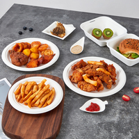 Assiette jetable biodégradable Warmpack 9 pouces à 3 compartiments en bagasse sans BPA, modèle P006, pour la restauration en gros