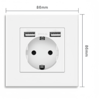 Enchufe de pared estándar de la UE de 86 tipos con cargador USB de 2 puertos 3 salidas USB 16A 2P + T Conexión a tierra Latón 110V-250V Enchufe de tipo USB Doble