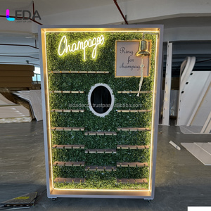 Leda กำแพงแชมเปญพร้อมแสงนีออนสีเขียวฉากหลังพร้อมไฟ LED สำหรับงานแต่งงานงานปาร์ตี้ - Product Image 5