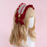 Bandeau de cheveux Lolita Fashion Maid Bow en tissu, accessoires de coiffure mignons et durables faits à la main pour cosplay d'anime