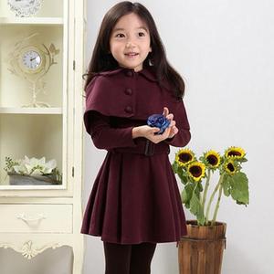 Conjunto de Ropa de Dos Piezas para Niñas, Estilo Preppy Coreano, Vestido de Capa Cruzada de Lana para Otoño e Invierno - Product Image 3