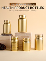 Boîte à pilules personnalisée PET avec logo or argent capsule bouteille vitamines conteneurs emballage de pilules avec double couvercle