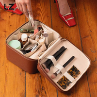 Trousse de Toilette de Voyage Imperméable en PU LZ, Boîte à Cosmétiques Portable, Organisateur pour Articles de Toilette, Utilisation Multiple, Fermeture à Glissière