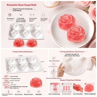 Moule en silicone pour savon artisanal à motifs floraux carrés/ronds/géométriques à 4/6/8 cavités, facile à démouler, emballé individuellement
