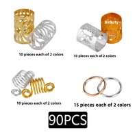 Anneaux et pinces pour extensions capillaires FUJIA, 90 pièces, décoratifs pour dreadlocks, en métal OMBRE FH-214, accessoires capillaires fabriqués à Yiwu