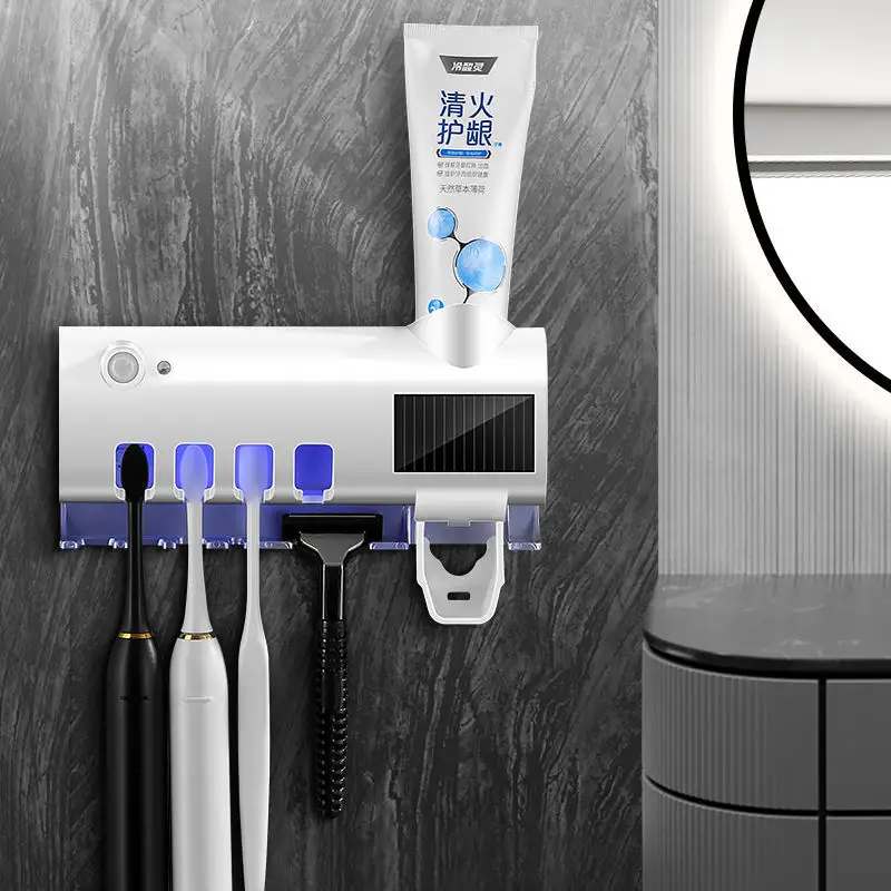 歯ブラシホルダー歯磨き粉ディスペンサースマートUVライトオートセンシング多機能収納スタンドバスルーム用