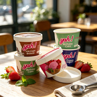 Gobelets en papier pour crème glacée personnalisables à paroi simple, de qualité alimentaire, écologiques, biodégradables et recyclables avec couvercle