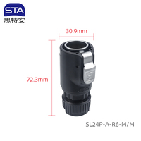 Connecteur d'industrie LED, prise d'affichage réseau aviation double port droit étanche IP67 RJ45 LP24