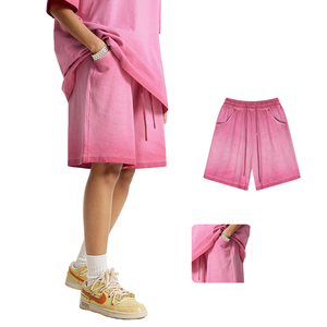 Shorts de sport pour homme Micah Corporation en coton molletonné rose, dégradé ombré, respirant, séchage rapide, maille épaisse 2026 - Product Image 1