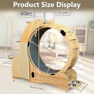 Rueda de ejercicio <span class=keywords><strong>para</strong></span> gatos de madera de 55 pulgadas, tabla de rascar, alfombrilla desmontable, marco de escalada, <span class=keywords><strong>nido</strong></span> 5 en 1, mascota de interior multifuncional - Product Image 5